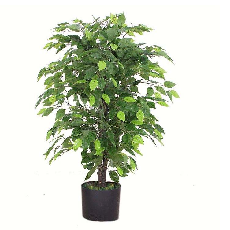 Artificial Ficus Tree Plant Green Bushy Ficus 90cm Silver Planter-3