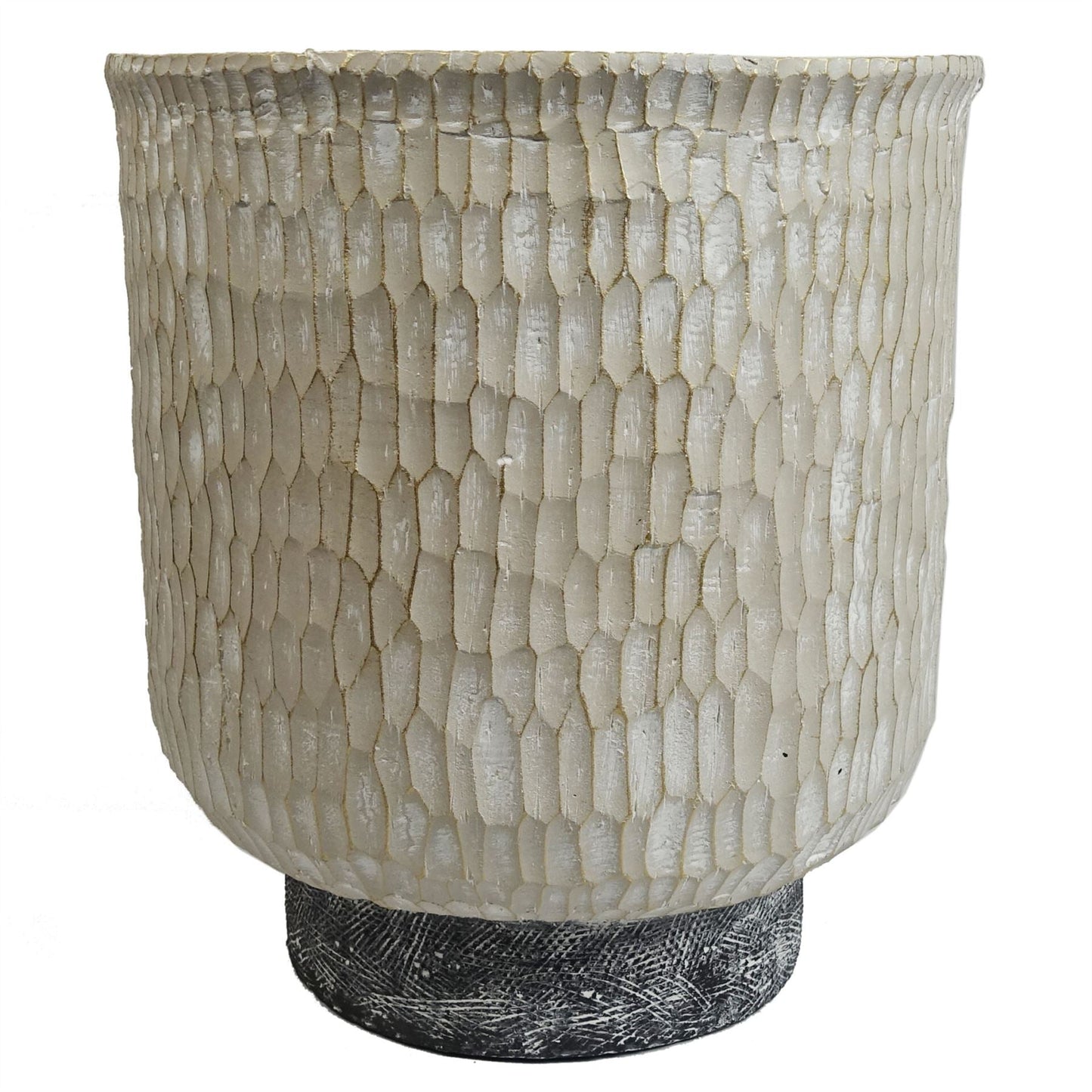 32cm x 29cm Brushed Gold Stone Effect Planter Composite Plant Pot-0