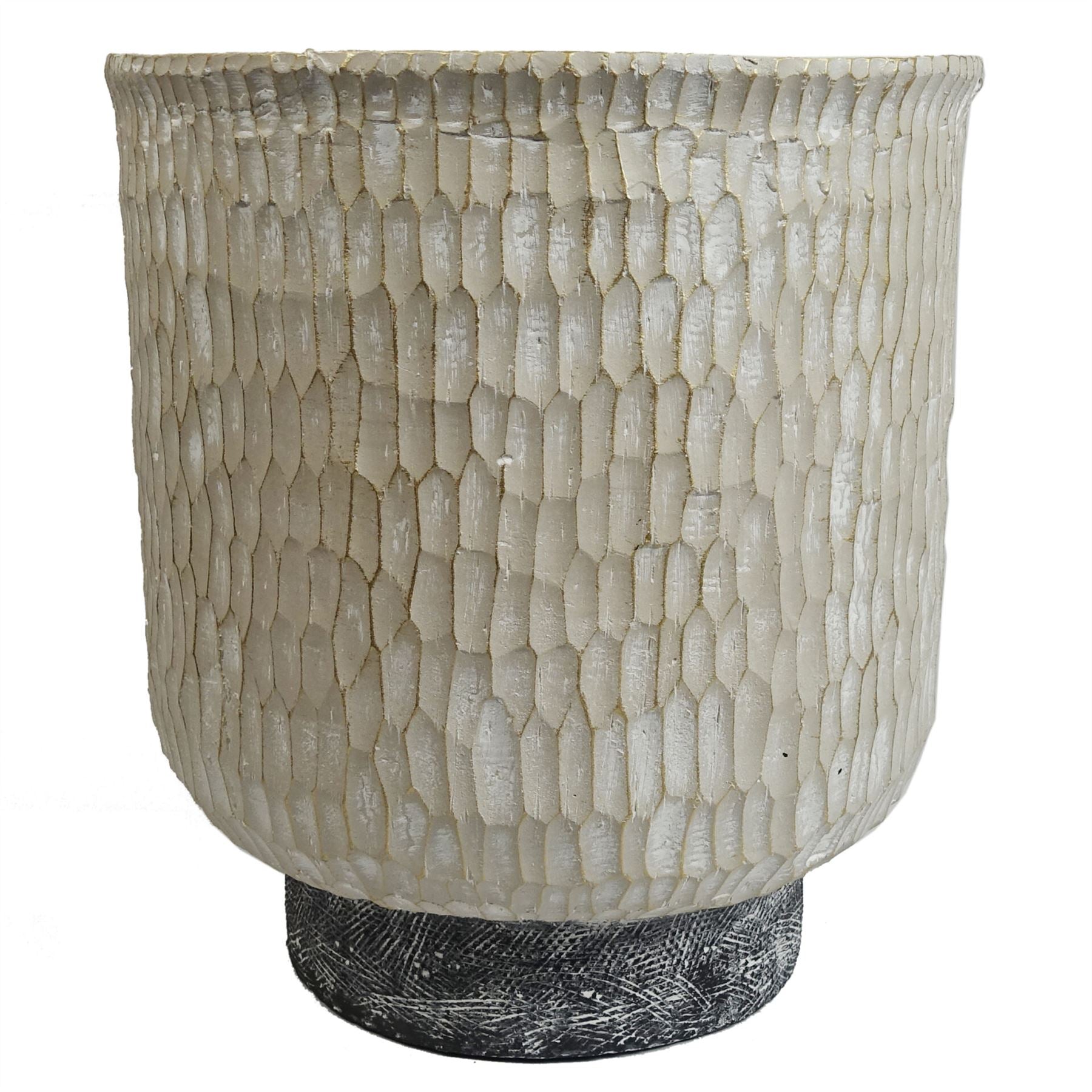 32cm x 29cm Brushed Gold Stone Effect Planter Composite Plant Pot-0