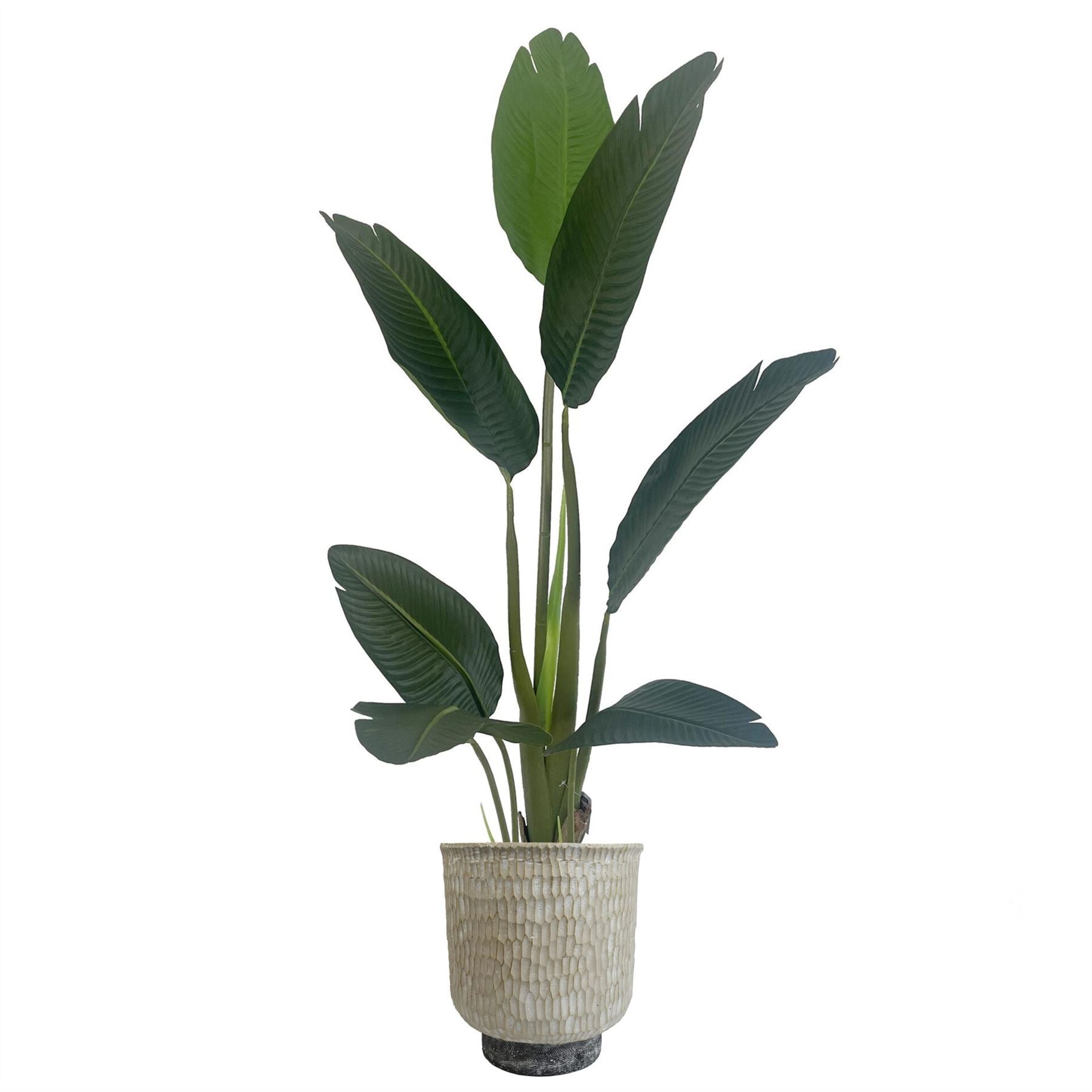 32cm x 29cm Brushed Gold Stone Effect Planter Composite Plant Pot-1