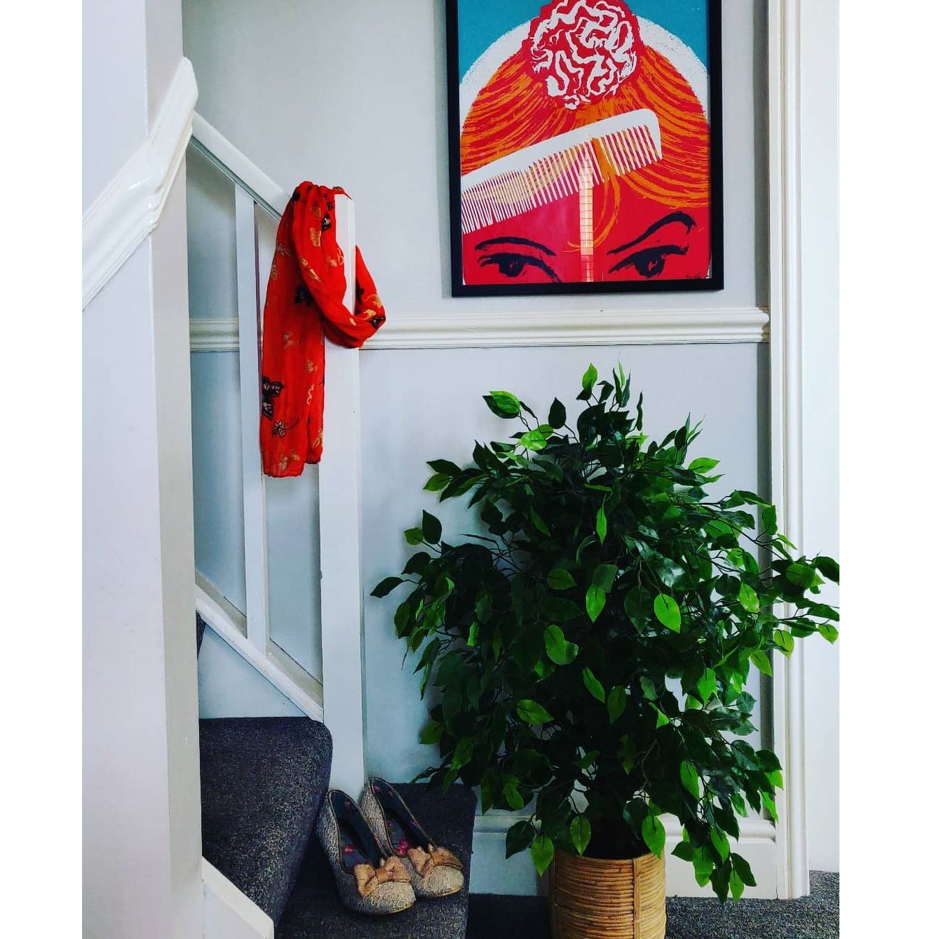 Artificial Ficus Tree Plant Green Bushy Ficus 90cm Silver Planter-1